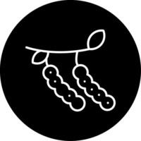 Tamarind Sour Fruit Line Circle Inverted vector