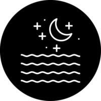 Sea Night Ocean at Dusk Line Circle Inverted vector