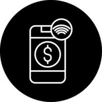 NFC Payment Wireless Transaction Line Circle Inverted vector