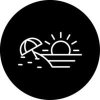 Beach Seaside View Line Circle Inverted vector
