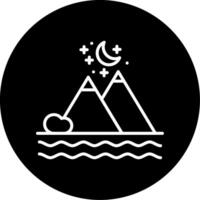 Mountains Scenic View Line Circle Inverted vector