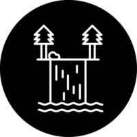 Waterfall Cascading Water Line Circle Inverted vector