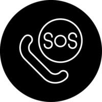 SOS Emergency Call Line Circle Inverted vector