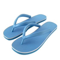 Blue beach slippers resting on a transparent background, perfect for summer outings and vacations, Blue Beach Slippers on transparent background png