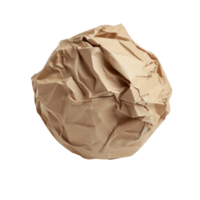 Crumpled recycled paper ball resting on a transparent surface in a simple, minimalistic setting, paper ball Crumpled piece of recycled paper on transparent backgroundfile png