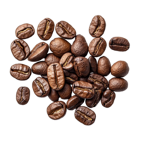 Freshly roasted coffee beans arranged on a transparent background showcasing their rich color and texture perfect for coffee enthusiasts, Coffee beans over transparent background flat lay Stock Photo png