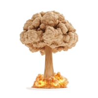 Nuclear explosion creating a vast mushroom cloud during a test in an isolated area of the desert landscape, Nuclear explosion and mushroom cloud isolated on transparent background png