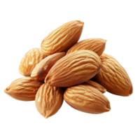 Fresh almonds stacked on a transparent background showcasing their natural texture and color, Almond nuts isolated on transparent background png