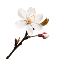 A single sakura blossom with budding flower against a transparent background on a tranquil day in springtime, of single sakura flower transparent background isolated on solid transparent background png