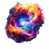 Vibrant cosmic swirl featuring colorful galaxies and nebulae on a bright transparent background, vibrant cosmos in style, isolated on a transparent background for design layouts png