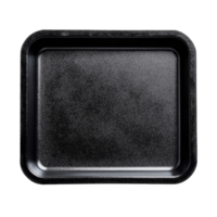 Black foam tray placed on a transparent background showcasing its smooth texture and design features, black foam tray on transparent background png
