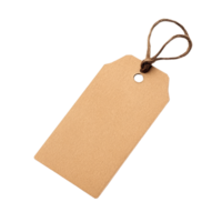 Top view of a blank cardboard hang tag isolated on a transparent background with a color accent, cardboard hang tag top view isolated transparent background png