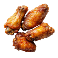 Crispy fried chicken wings served on a clean transparent background for a delicious meal experience, fried chicken wings on transparent background png