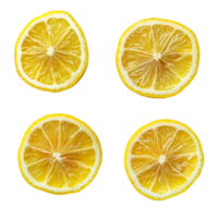 Fresh lemon slices arranged on a clean transparent background for culinary and design inspiration, Fresh lemon slices isolated on transparent background png