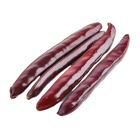 Fresh red long bean slices displayed on a clean transparent background highlighting their vibrant color and texture, red long bean slice on transparent background png
