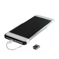 Power bank charging a smartphone with a transparent background in a clean, modern setting for daily use, Power bank for charging mobile devices on transparent backgroundfile png