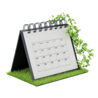 A modern table calendar with a grass base and plant detail, showcasing the month of June on a transparent background, table calendar 2024 may isolated on transparent background png