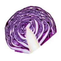 Freshly sliced purple cabbage isolated on a transparent background ready for culinary use in healthy meals and salads, slice fresh purple cabbage isolated on transparent background png