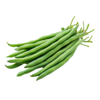 Fresh green beans arranged neatly on a clean transparent background showcasing their vibrant color and texture, green beans on transparent background png