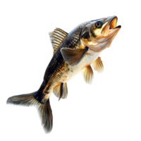 Highresolution leaping fish captured midair against a transparent background showcasing its natural beauty, Leaping Fish in MidAir High Resolutionisolated on transparent background png