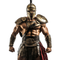 A Spartan warrior stands confidently, showcasing intricate armor against a clean transparent background, Spartan Warrior Facing the Camera on transparent background png