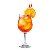 Refreshing summer cocktail served with ice and an orange slice on a transparent background, Summer cocktail isolated on solid transparent background png