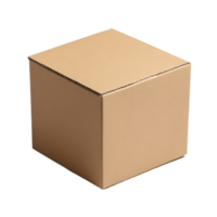 Empty closed cardboard box mockup file featuring a simple unbranded design on a transparent background, empty closed cardboard box mockup, file of isolated object with shadow on transparent background png
