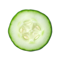 Freshly cut cucumber slice on a transparent background showcasing its natural color and texture, Fresh slice cucumber on transparent background png