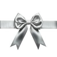 Elegant silver ribbon with a stylish bow on a pristine transparent background for gifts and decoration ideas, silver ribbon with bow on transparent isolated on transparent background png