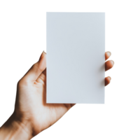 A hand holding an empty transparent paper sheet against a blank transparent background, perfect for notes or creativity, Hand holding transparent empty paper on transparent backgroundfile png