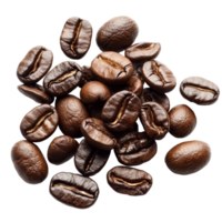 Freshly roasted coffee beans isolated on a transparent background showcasing their rich color and texture in a natural setting, coffee beans isolated Stock Photo png