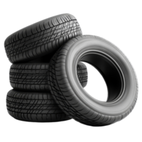 Stacked tires isolated against a transparent background ready for storage or display at a vehicle service location, Tires Stacked Up Isolated on transparent Background png
