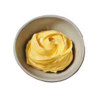A smooth swirl of margarine resting in a simple bowl against a muted background, Bowl of margarine png