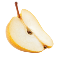 Freshly sliced pear isolated on a transparent background showcasing its juicy texture and natural color, slice pear isolated on transparent background png