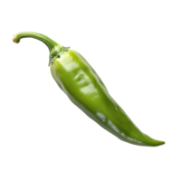 Fresh green chili pepper on a clean transparent background, showcasing its vibrant color and smooth texture, Green chili pepper on transparent background png