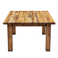 A solid wooden table with a rustic design isolated against a transparent background suitable for various home interiors, wooden table isolated on transparent png