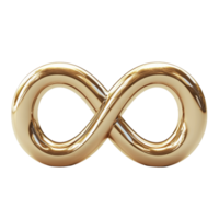 Golden infinity symbol isolated on a transparent background for artistic and symbolic representation, infinity sign isolated on a transparent background 3D png