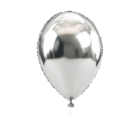 Shiny silver balloon floating against a clean transparent background with a smooth finish, 3d silver baloon, isolated transparent background png