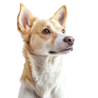 A loyal dog portrait with soft fur and expressive eyes against a clean transparent background, dog isolated on transparent background png