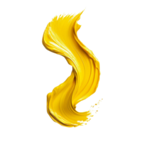 Twisted yellow paint brush stroke on transparent background showcasing vibrant color and artistic texture, twisted yellow paint brush stroke isolated on transparent background png