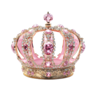 An enchanting pink crown adorned with jewels resting elegantly on a transparent backdrop, perfect for royal occasions, Enchanting Pink Crown on transparent background Royalty in Motion png