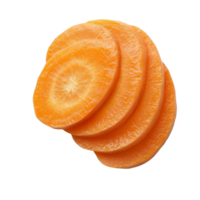 Sliced carrots arranged on a transparent background showcasing their vibrant color and fresh texture, carrots slice isolated on transparent background png