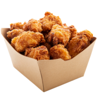 Crispy fried chicken served in paper containers on a clean transparent surface for a delicious meal experience, Crispy Fried Chicken in Paper Containers on transparent background png