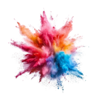 Vibrant explosion of colorful powders on a transparent background showcasing an array of dynamic hues in a stunning display of motion, colorful powder explosion isolated on transparent background png