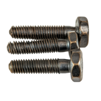 Three screws neatly arranged on a clean transparent background for hardware and construction contexts, three screws isolated on a transparent background png