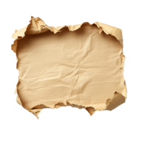 Torn open brown packing paper isolated on a transparent background showcasing texture and depth of the material, torn open brown packing paper isolated on transparent background png