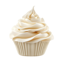 Whipped cream swirls on a classic cupcake, set against a bright transparent backdrop of dessert art, whipped cream isolated on transparent background png