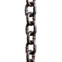An isolated iron chain hanging against a transparent background showcasing its strong links and durable design, iron chain, isolated transparent background png
