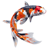 Capture of a beautiful koi fish exhibiting vibrant colors and intricate patterns against a transparent background, Koi Fish, Isolated on transparent background png