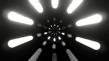 White Round Tunnel with Neon Glowing Lights Background VJ Loop in 4K video